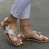 Sandales d'été femmes plage plate gladiateur blanc dentelle dames chaussures de mariage ouverts ouverts flip flop sandalias mujer