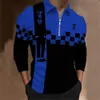 Mens Polo Shirt Golf Plaid Graphic Prints Turndown Druku