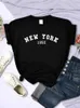 Dames T-shirt New York 199x Persoonlijkheidsbrief T-shirt Damesmodemerk Korte mouw Casual comfortabele T-shirt Summer T-shirtl2405