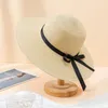 Szerokie brzegowe czapki proste, składane miękkie dziewczyny słomki hat sun plażę kobiety letnie uv ochrona czapki podróży odporna na damę