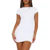 Robe de fête femme mini crayon couleur solide robe corpore sexy