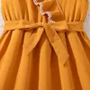 Mädchenkleider Kinder Casual Kleid für Mädchen Kleidung Sommer Neue Kinder Mode gelbe Rüschen ärmellose A-Line Elegante Prinzessin Kleid 7-14y