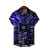 Herren lässige Hemden elektronischer Chip 3D -gedruckte Hemden für Männer Kleidung Vintage Motherboard Blusen Enginr Short Slve Button Persönlichkeit Männliche Tops Y240506