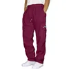 Men's Pants Men Cargo Multi Pockets Work Trousers Drawstrings Loose Waist Solid Color Straight Sweatpants Outwear Male