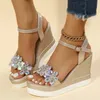 Womens Summer Wedge High Heel Sandals Platform Sandaler med öppna tjocka sulor Casual Shoes 2024 Gold Silver Pink Sandals 240425