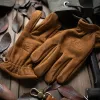 Gloves Men's Frosted Genuine Leather Gloves Men Motorcycle Riding Full Finger Winter Gloves with Fur Vintage Brown Cowhide Leather Nr65