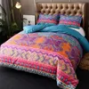 Boho Mönster Däcke Cover Set Soft Microfiber med dragkedja stängning av hörnband 240506