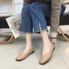 Lässige Schuhe Frauen Flats Leder Square Head Slip-on atmungsablöschbares Sohle gemütlicher Ladung Frauen täglich pendeln einfache koreanische Version