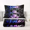 Duvet Cover Gamer Twin, Gaming Sets Boys Twin Size, Gaming Pedding Zestaw Neon Purple Blue Comborter Game Concoller Decor Gaming Room, zestaw pościeli gamepad dla chłopców (nie