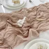 Wedding Pink Gauze Table Runner Semisheer Vintage Cheesecloth Setting Dining Party Christmas Banquets Arches Cake Decor 240430