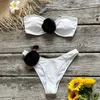 Swimwear femminile Deka Fiori 3D Bandeau senza spalline brasiliane Bandeau Bikini Swimsuit Women Women Two-Pecies Set di costume da bagno ad alto taglio SW