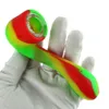 Силиконовая новая 7-образная труба со стеклянной кастрюлем Портативная пищевая динамика силикагель табачные трубы Стекло-бонг подарок для мужчин