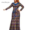 Afrykańskie kobiety sukienka afrykańska sukienka woskowa Bazin Riche Long Rleeve Maxi Dress Lady African Ubrania WY8679