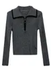 Dames truien Half Zip Rapel Geknit trui voor Spring Design Sense Niche Losse en Slanking Bower top Women gebreide shirt