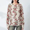 Camicie da donna 2024 T-shirt casual maglietta casual manica lunga a maniche lunghe con stampa floreale da donna tops autunno