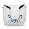 No 3putt Golf Mallet Putter Putter Cuero Premio de cuero blanco para cubierta de cabeza con cierre magnético Elegante bordado 240425