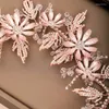 Haarklammern Rosegold Farbe Stirnbänder Hochzeitszubehör Kristall Blume Stirnband Haarbänder Tiara Frauen Kopfschmuck Brautschmuck