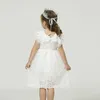 Robes de fille bébé fille en dentelle florale Mesh princesse tutu robe enfants creux de la robe de robe de baptême de mariage pour les enfants porte vestidos