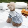 Hondenkleding lente/zomer geborduurde kraag pure rok poppen poppen kleren katten honden kostuums teddy puppy shirts voor H240506