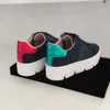 Designer kvinnor sneaker retro broderade plattformskor äkta läder tjocka bottenlägenheter klassisk snörning casual sko med box 332