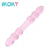 Ikoky Glass Dildo Dual Head Anal Plug Butt Stimulation Prostate Massage Grand pénis Toys pour femmes Masturbation féminine S10188889424