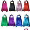 Costume de thème Couleur nature 70x70cm 2layer Kids Superhero Cosplay Satin Cape Halloween Capes For Drop Liviling Apparel Costumes Dhgpt