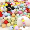 Blöcke 100pcs Baby Silikonperlen 15 mm BPA kostenlos für Schnullerkette Lose Perlen Neugeborene Zahnen Kautspielzeug DIY -Schmuckzubehör