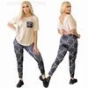 Pantalon de pantalons à deux pièces pour femmes concepteur imprimé à manchet décontracté à manche courte et à long jogging Summer Summer Free Ship 2N3X