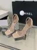 Sandały Silver Women Clear Block Platform High Heels Złota Zwiększ obcasy buty letnie dla kobiet 2024 Sandalias Mujer