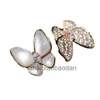 Designer Luxury Jewelry Ring Vancllf 925 Sterling Silver Fanjia White Shell Butterplätad med 18K Rose Gold Open Double Mother High Edition