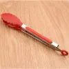 Tillbehör Rostfritt stål Kökstång Silikon Handle BBQ Tong Nonslip Food Tong redskap Klagarklipp Klämma Salad Serving Baking Tool