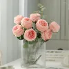 Fleurs décoratives 1pc-Feeling Hydrating Roses Artificial Wedding Bride Bouquet Real Touch Rose Party Party Home Decoration Floral
