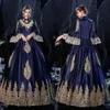 Dresses Ball Gown Elegant High Luxuriant Prom Collar 3/4 Long Sleeves Gold Applicant Stain Unique Design Floor Length Custom Made Plus Size Princess Robes