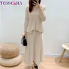 Robes de travail Tesscara Femmes Elegant Robes Suit Ensemble de haute qualité Cocktail Long Party Vintage Two Pieces Designer Formal Occasion tenue