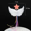 3st ljus födelsedagstårta dekoration ängel fjäder vingar kort insertion stjärna bakning ornament tofs dekoration diy flagga