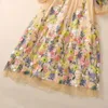 Summer Chaki colorido bordado floral de tul 3/4 Vestidos casuales Midi Midi con cuello en V S4A250418