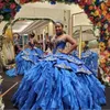 Blue Red Royal Quinceanera -jurken met kanten applique kralen goudkristallen strapless gelaagde op maat gemaakte zoete 16 prinses prom pageant baljurk vestidos