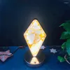 Figurines décoratives Natural Yellow Fire Quartz hématoïde Rhombus Lampe de nuit Méditation Wicca Table Crystal Light For Kids Girls Room Decor