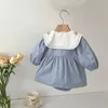 Mädchenkleider Frühling Baby Kleidung Qualität Stickerei Peter Pan Kragen Baby Mädchen Body Kleid Kleinkind Süßes Stück