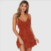 Sıradan elbiseler volalo moda güzel kadınlar kolsuz sargı boho polka nokta gevşek nedensel kelebek kılıf mini elbise yaz sundress tatil