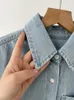Blouses pour femmes Femmes Collier Bleu Bleu Short Shirt Fashion Fashion Single Breasted Pocket Pocket Short-Maleved Blouse Tops