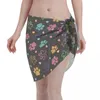 Sexiga kvinnor söt djurkatt ren kaftan sarong strand bär bikini täckning kort kjol