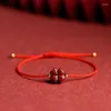 Charme Armbänder handgefertigtes rotes Seil Lucky Clover Armband Naturlila Perlen Frauen Männer Paar verstellbare Armreifen fallen