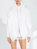 Camicette da donna Modphy White Elegant Shirt Spring 2024 Retro Irregolare Borge Pannello Long Versatile Vestitidos