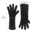 Rękawiczki Kim Yuan 013/027l Rękawiczki spawalnicze odporne na spawacz/gotowanie/pieczenie/kominek/obsługa zwierząt/BBQ Black 14in16 cali