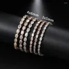 Charm Armbänder Einstellbare ovale Kristall -Tennisarmband für Frauen Kpop Zirkonia Gold Farbkette auf Hand einfache minimalistische Schmuck Trend