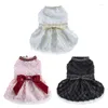 Vêtements de chien Bowknot Robe Summer Pet Tutu Princess pour petits chiens moyens de chiens de chat Tenues de mariage Appareils en dentelle