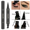 Eyeliner Stamp Liquid Eyeliner Pen Waterproof Fast Dry Black Eye Liner Pench med eyeliner Kosmetisk dubbelhöjd eyeliner