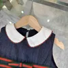 Merk meisjes rok tankt tanktop prinses jurk maat 100-150 cm kinderen designer kleding zomer blauw denim stof baby feestdress 24april