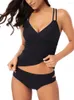 Women's Swimwear In-X Two Piece Tankini Black Set For Women Large Sizes Swimming Suit High Waist Bathing Ladies